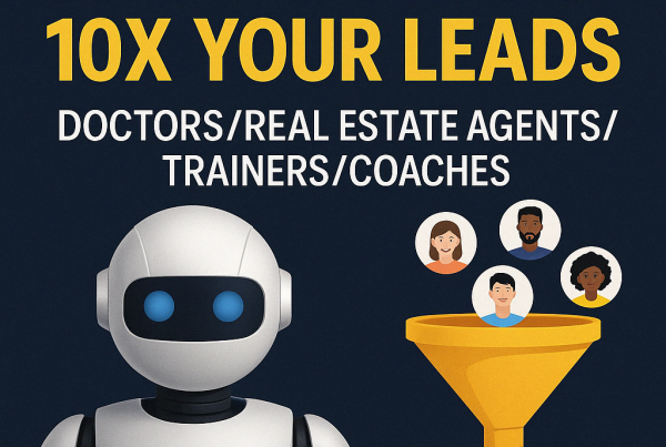 Illustration of an AI-powered sales funnel automating lead generation for professionals like doctors, coaches, trainers, and real estate agents