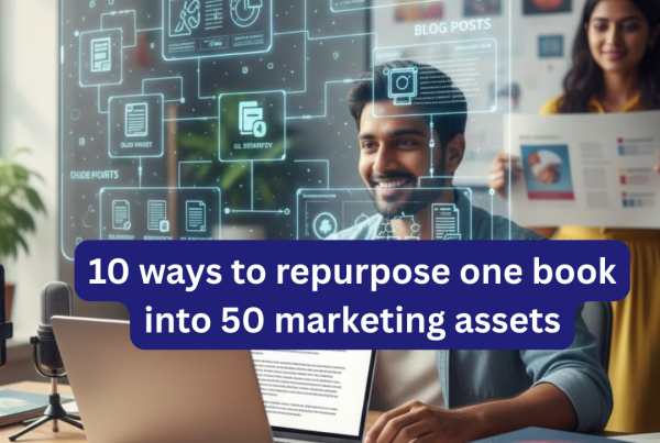 Learn 10 ways to repurpose one book into 50 marketing assets and turn your ideas into blogs, videos, emails, and more to grow your brand.